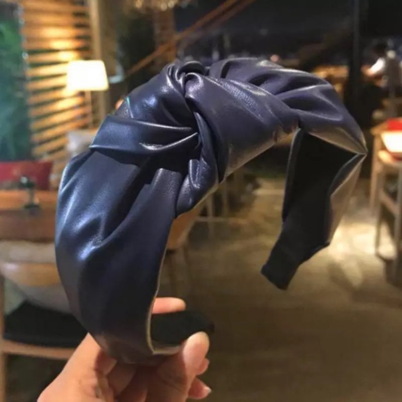 Accessories - Faux Leather Navy Headband